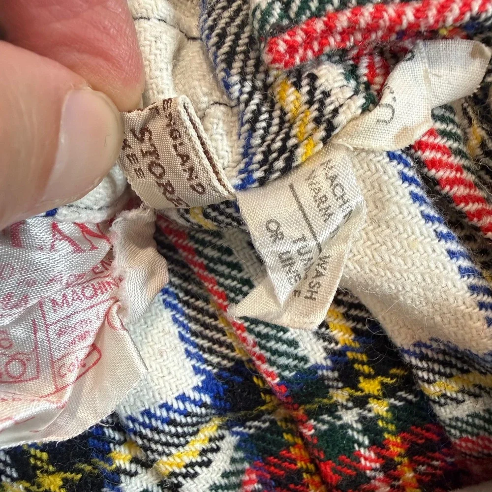 Vintage Clanric Kids Plaid Pinafore Skirt Made in England Wool Blend Tartan Kilt